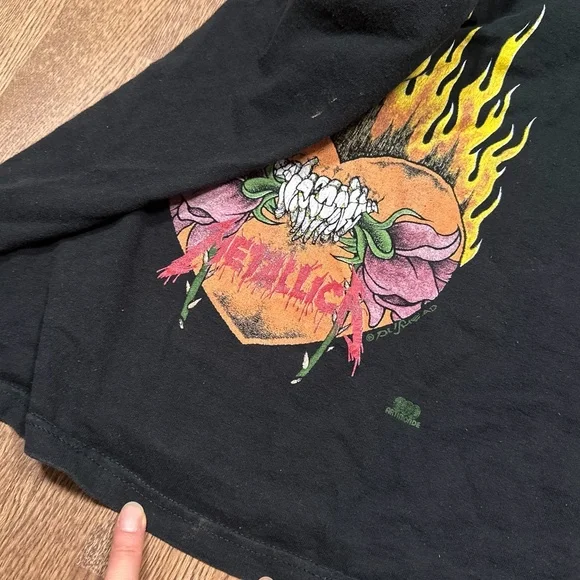 Vintage 90s Metallica Pushead Flaming Skull Heart Artimonde T Shirt Mens XL - Picture 16 of 16